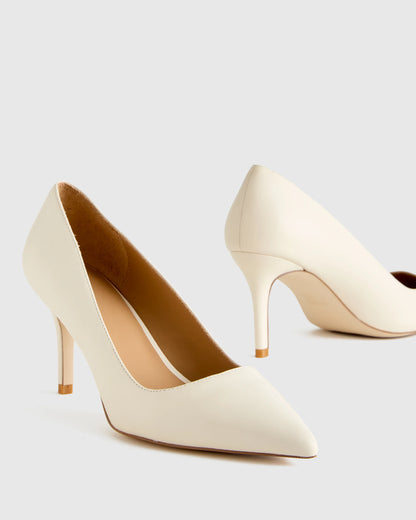 Italian Leather 75mm Pointy Toe Pump - 5 / Cashew