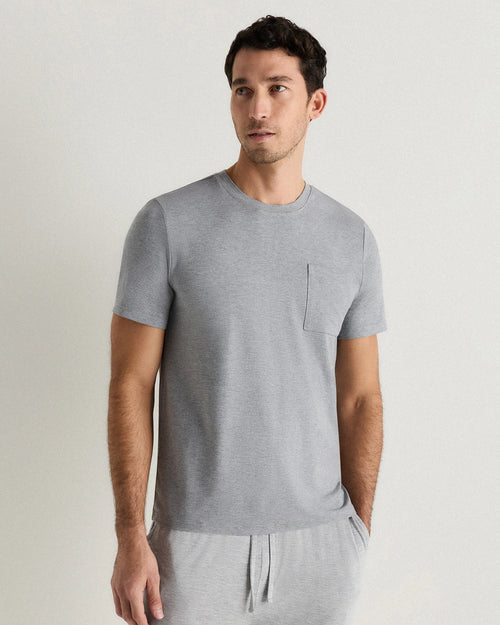 Bamboo Jersey Relaxed Lounge Tee - S / Heather Grey