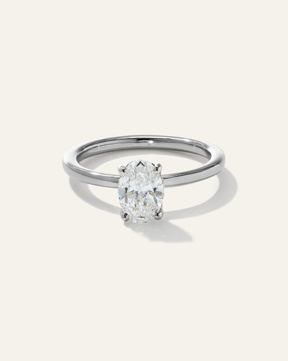Lab Grown Diamond Oval Petite Hidden Halo Engagement Ring - 1ct - 4 / Yellow Gold