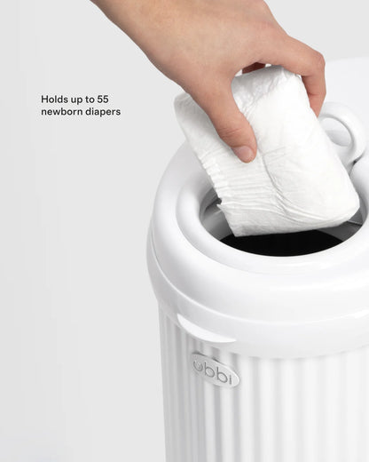 Ubbi Fluted Stainless Steel Diaper Pail - One Size / Matte White Fluted