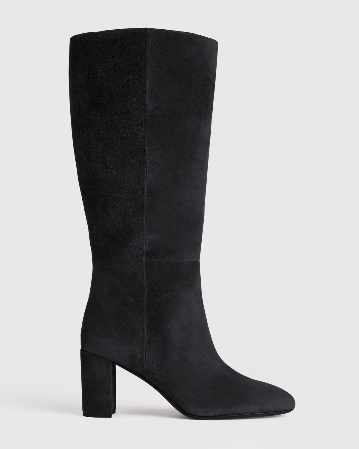 Italian Suede Block Heel Boots - 5 / Espresso Brown