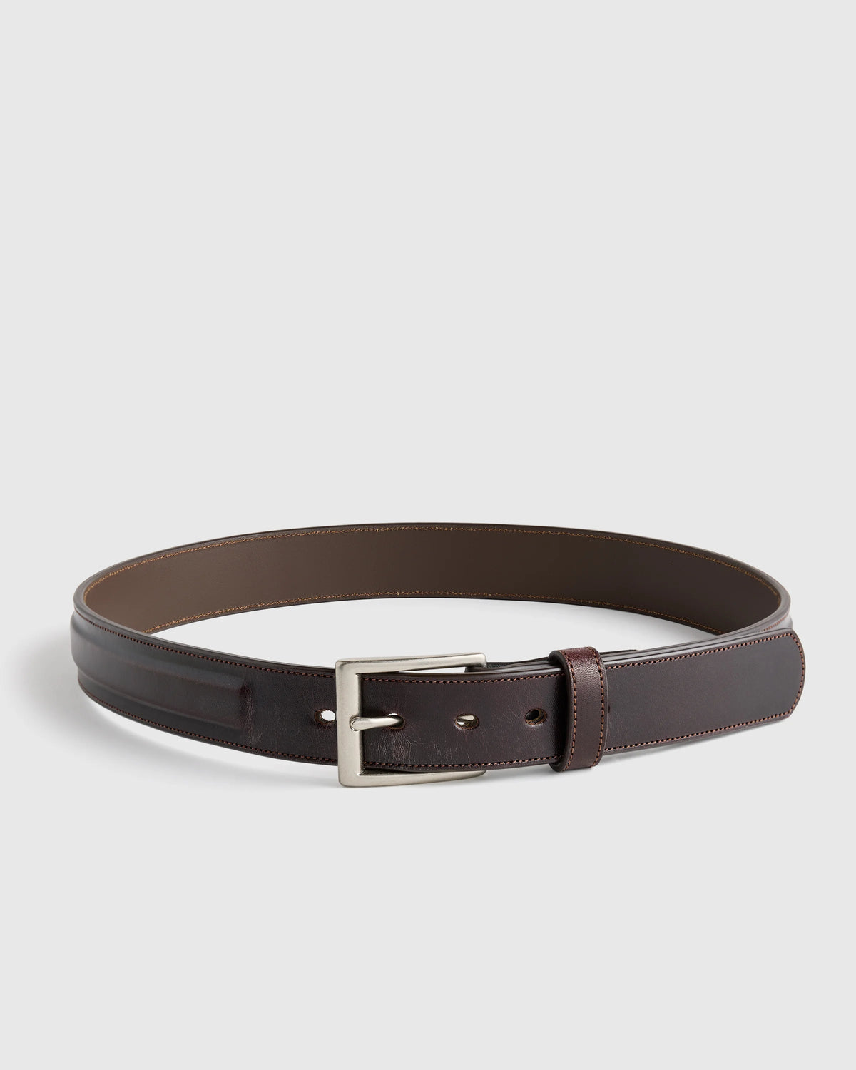 Hugo Contoured Leather Dress Belt - 30 / Hickory
