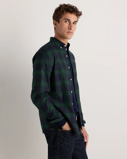 100% Organic Cotton Brushed Flannel Shirt - S / Red/Navy