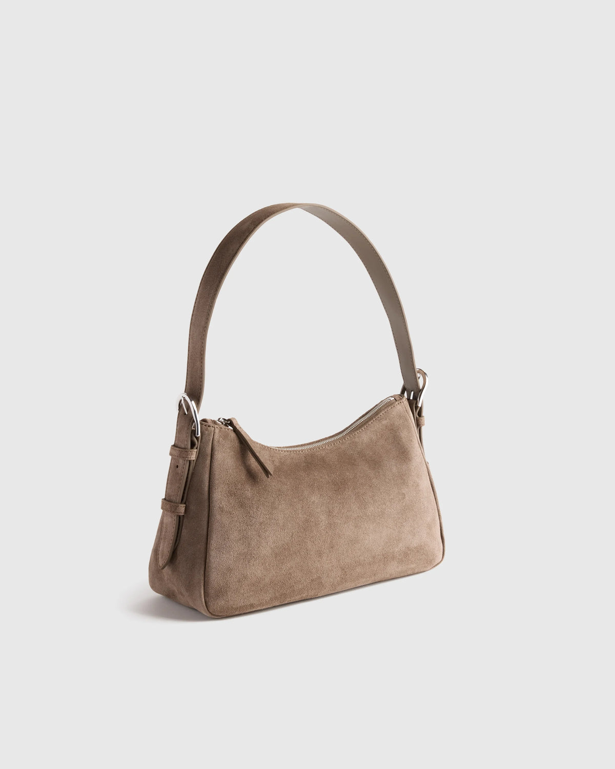 Italian Suede Small Shoulder Bag - One Size / Chocolate Brown