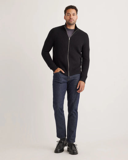 Mongolian Cashmere Fisherman Full Zip Sweater - S / Teak
