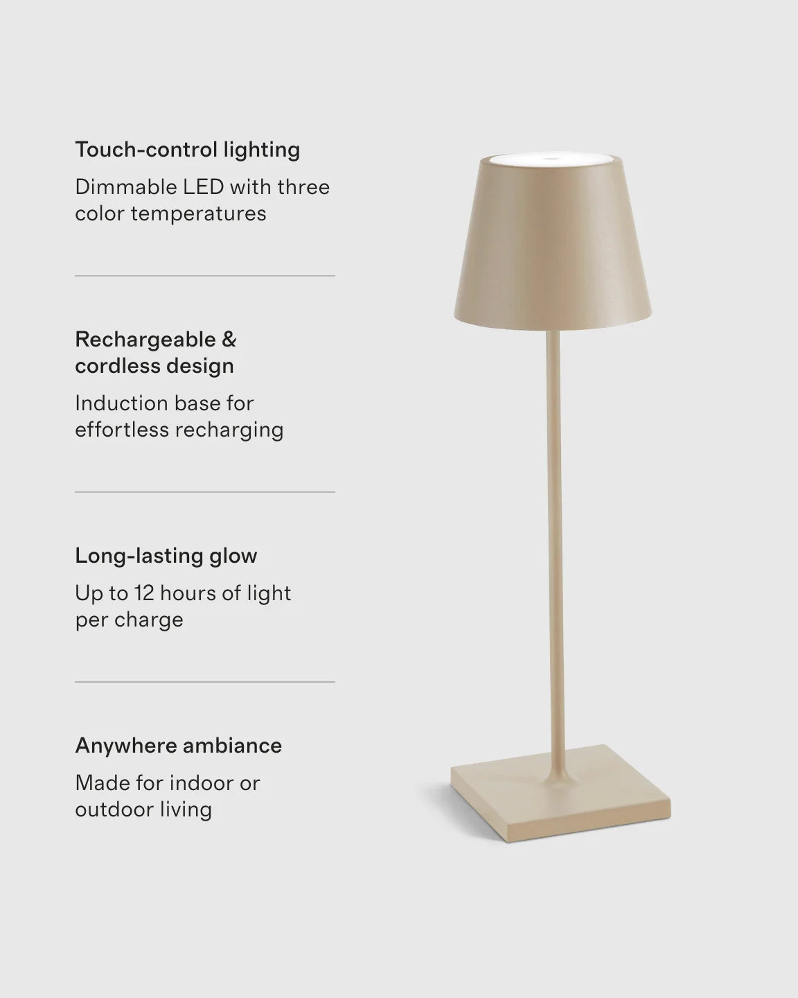 Poldina Pro Rechargeable Table Lamp by Zafferano - Regular / White