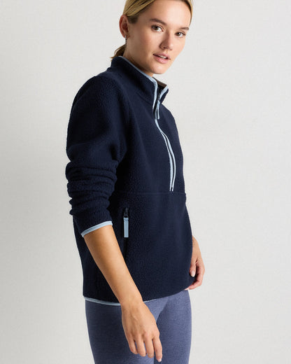 Sherpa Half-Zip Jacket - XS / Deep Navy/Spa Blue