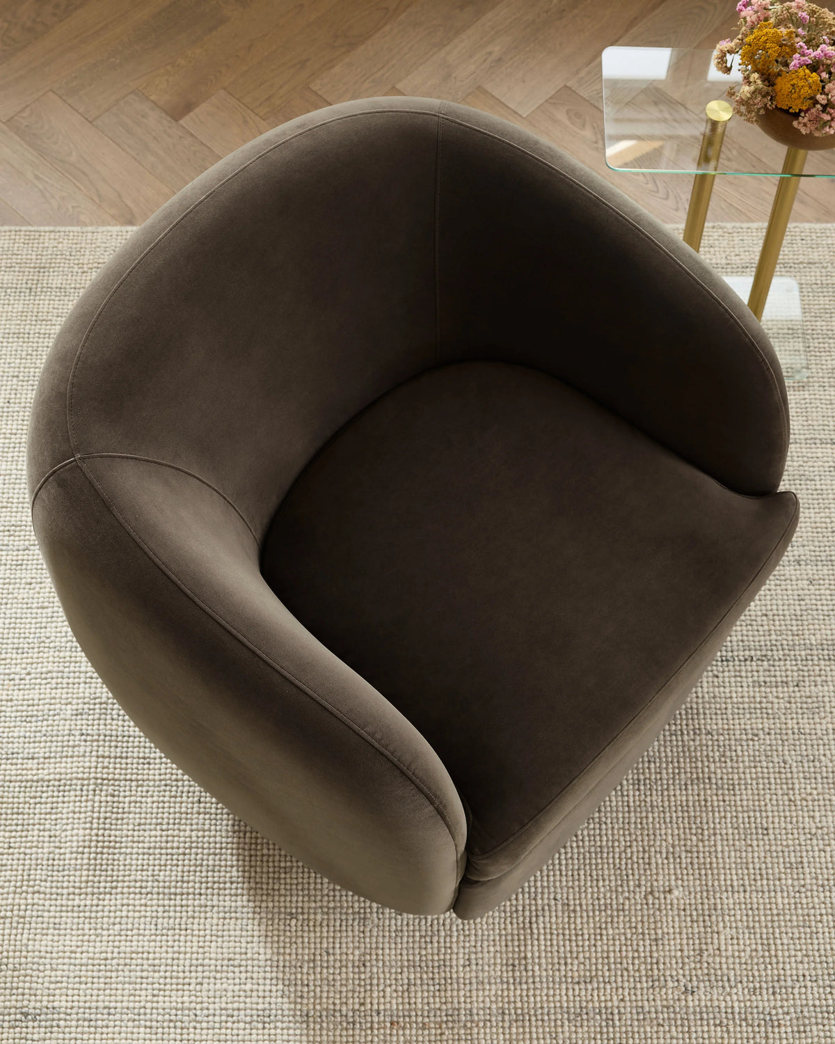 Performance Velvet Swivel Chair - One Size / Performance Velvet Taupe