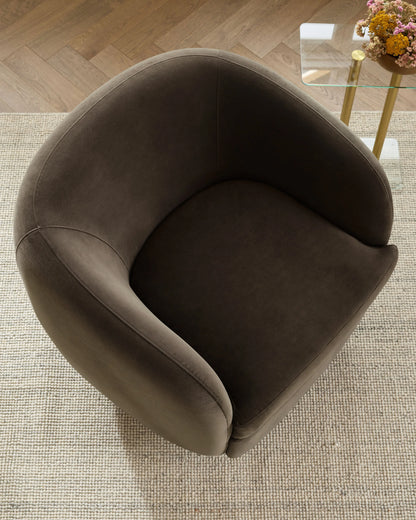 Performance Velvet Swivel Chair - One Size / Performance Velvet Taupe