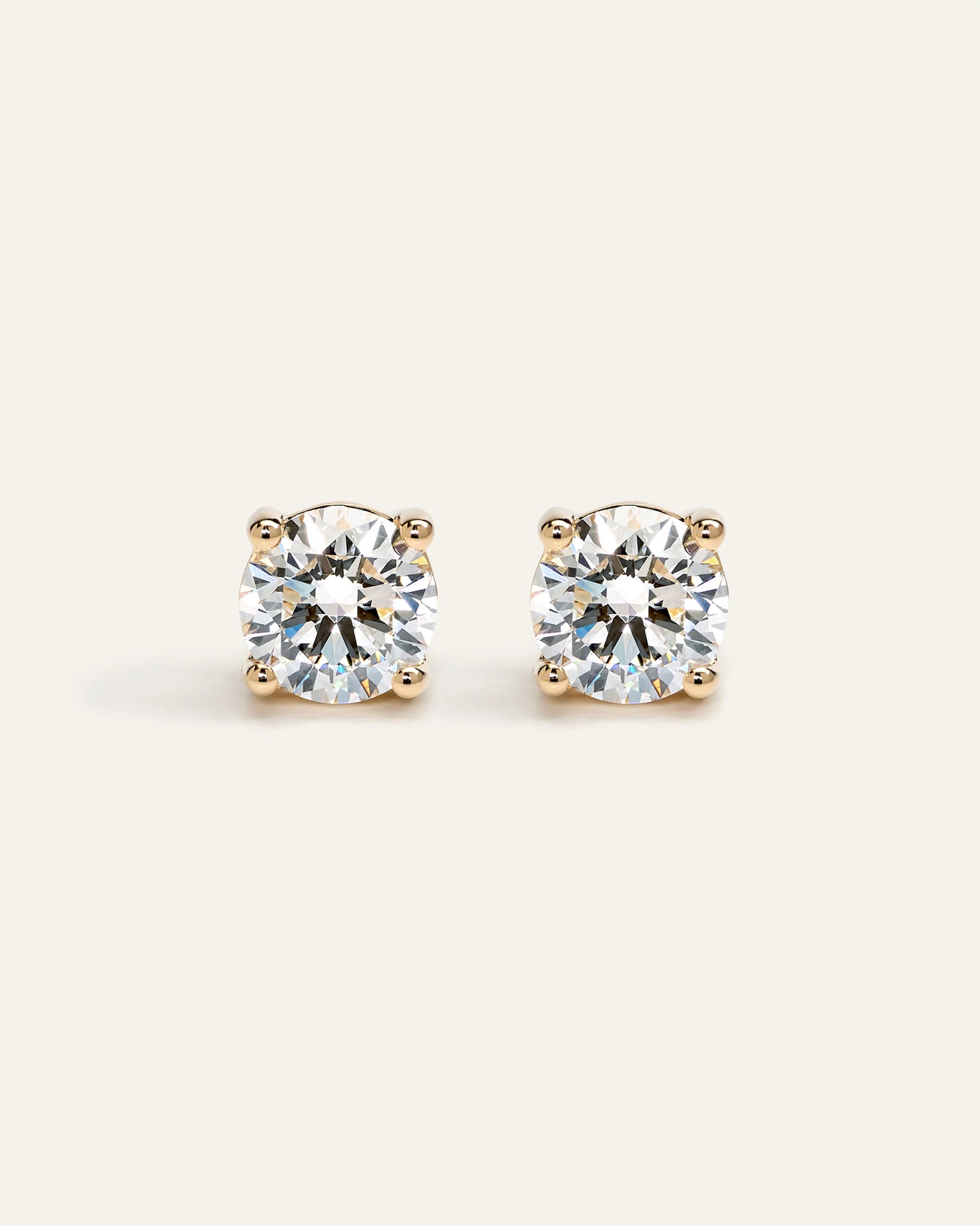 14K Gold Lab Grown Diamond Four-Prong Solitaire Studs - 4ctw - One Size / Yellow Gold