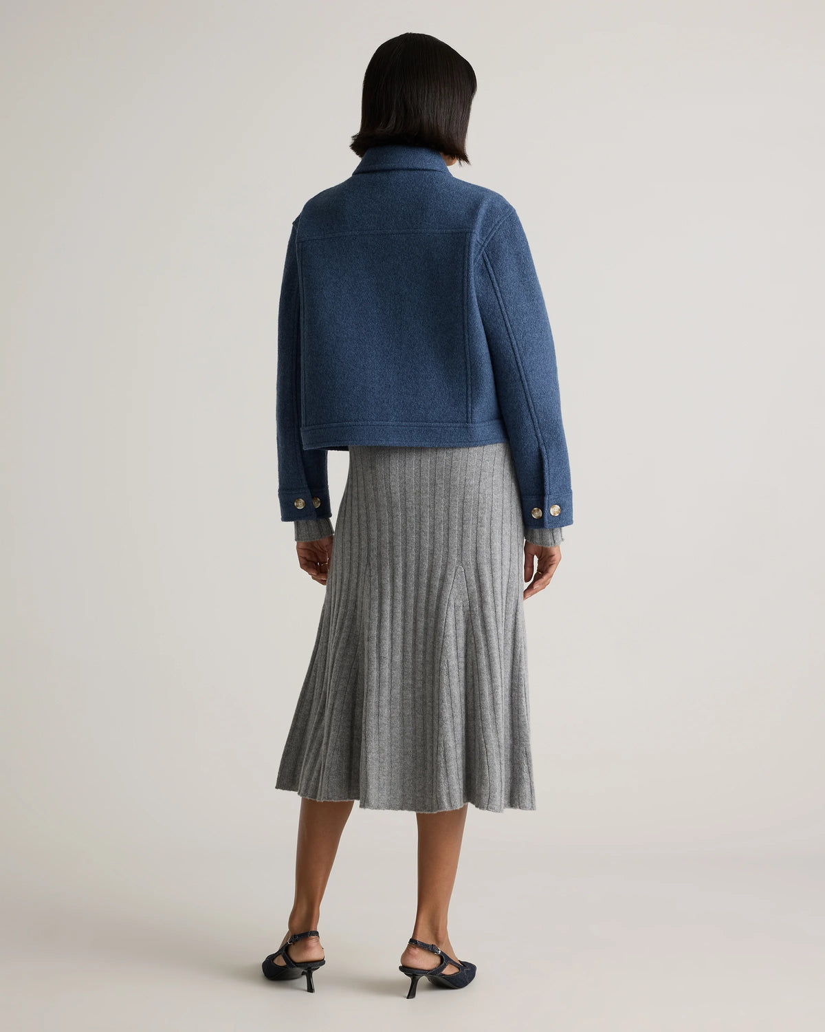100% Merino Wool Cropped Shirt Jacket - XS / Mulled Wine