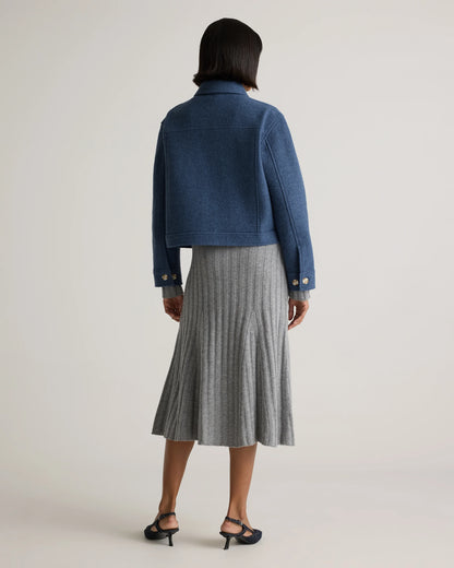 100% Merino Wool Cropped Shirt Jacket - XS / Mulled Wine