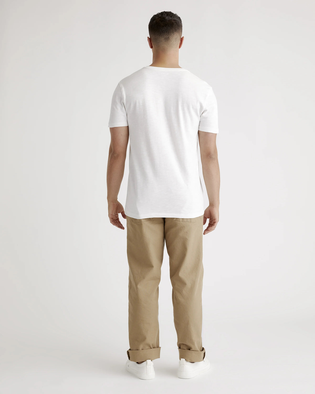 100% Organic Cotton Slub V-Neck Tee - S / Heather Grey
