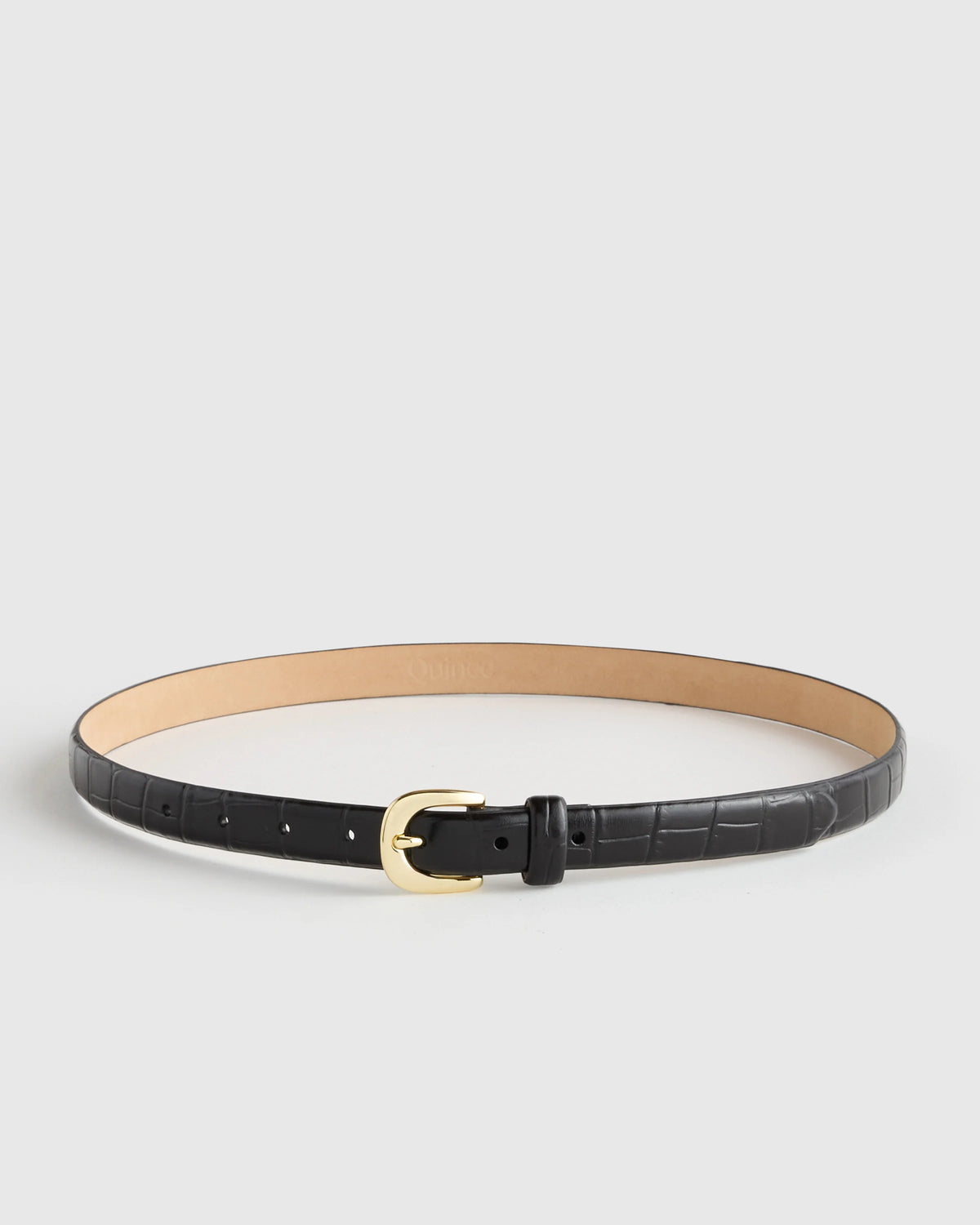 Sofia European Leather Skinny Belt - XS / Black