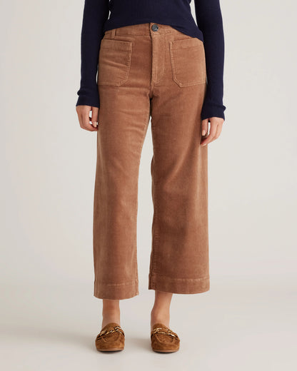Organic Stretch Corduroy Cropped Wide Leg Pants - 0 / Black