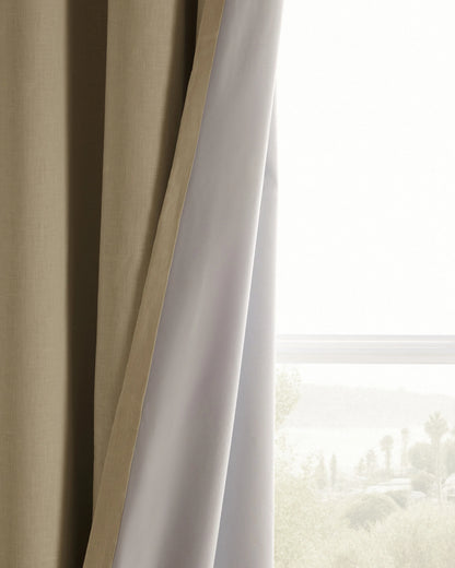 European Linen Grommet Room Darkening Curtain - Single Panel - 48x84 / White