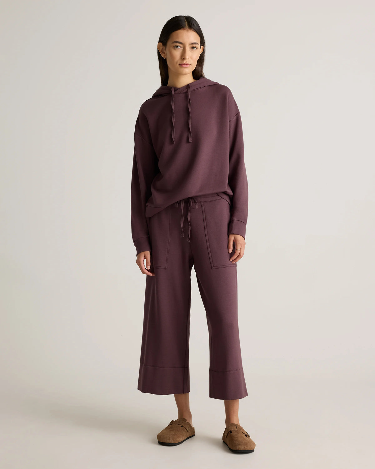SuperSoft Fleece Cropped Wide Leg Pants - XS / Dried Fig