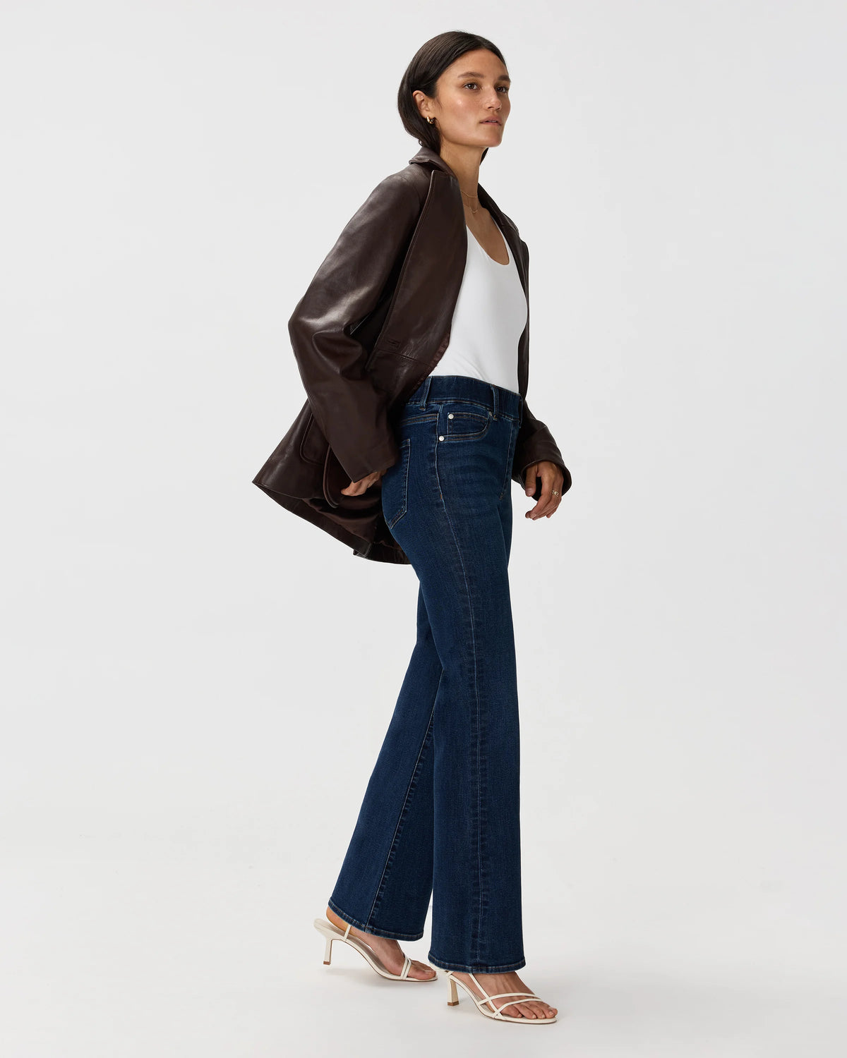 Nina Stretch Pull-On Flare Jeans - XS / Raven Black