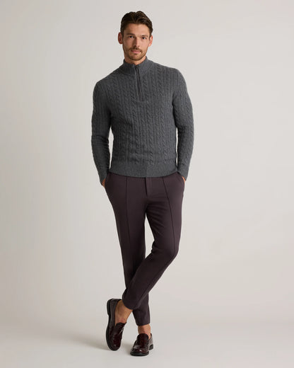 Luxe Baby Cashmere Cable Quarter Zip Sweater - S / Pearled Ivory