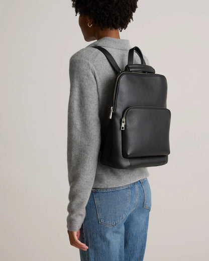 Italian Leather Convertible Backpack - One Size / Black