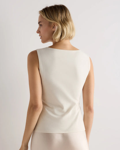 Stretch Cotton Jersey Boat Neck Tank - XS / Heather Grey