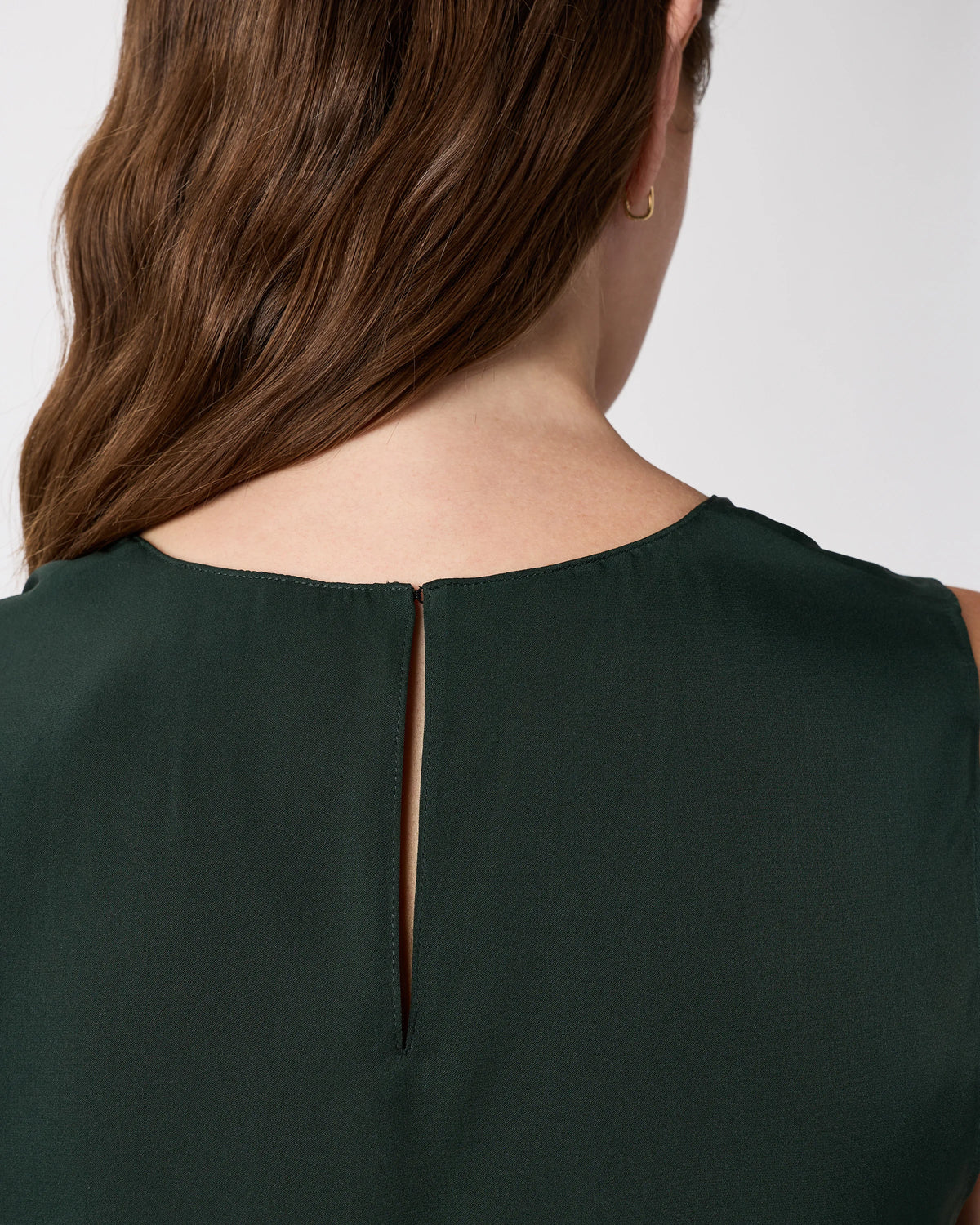 Washable Stretch Silk Shell Tank - XS / Forest Green