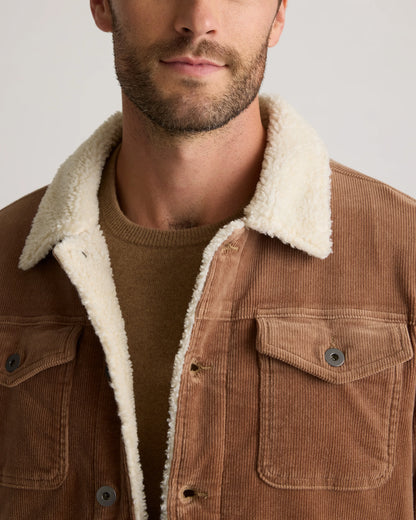 Organic Stretch Corduroy Sherpa-Lined Trucker Jacket - S / Espresso