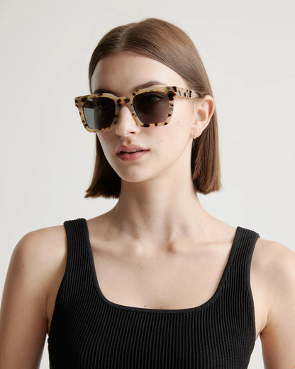 Riley Polarized Acetate Sunglasses - One Size / White Tortoise with Grey Lens