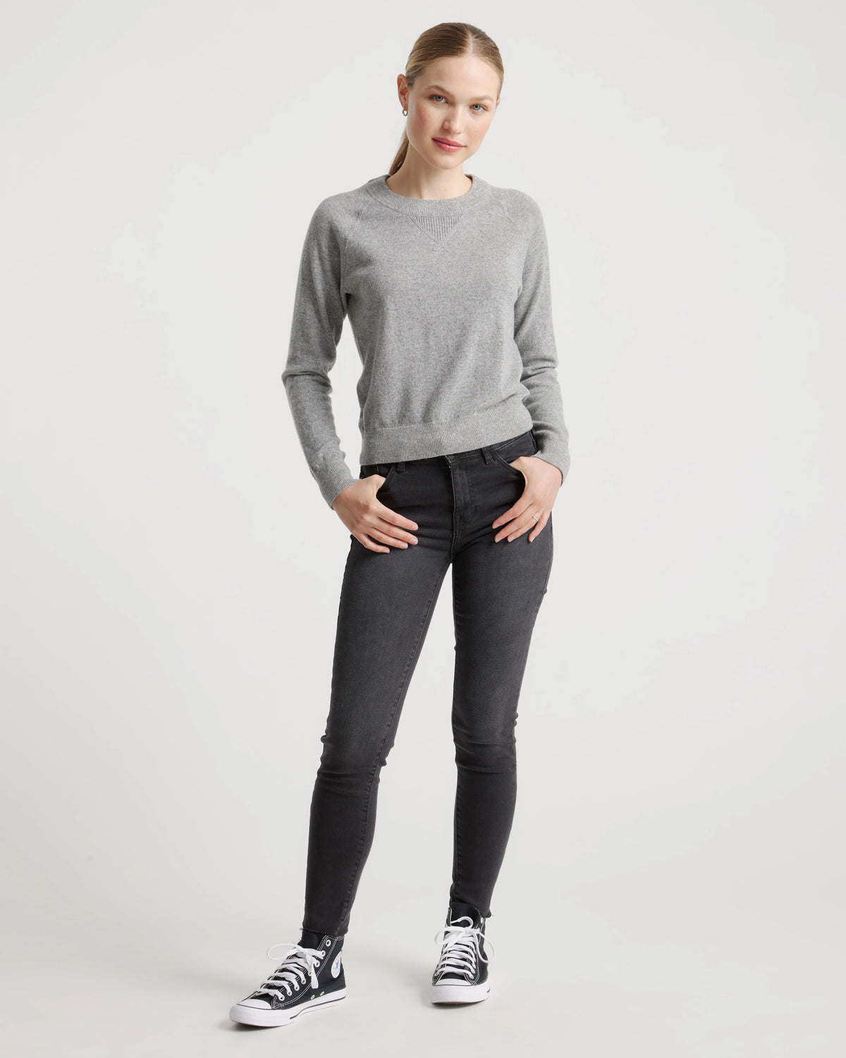 Mongolian Shrunken Cashmere Sweatshirt - XS / True Navy