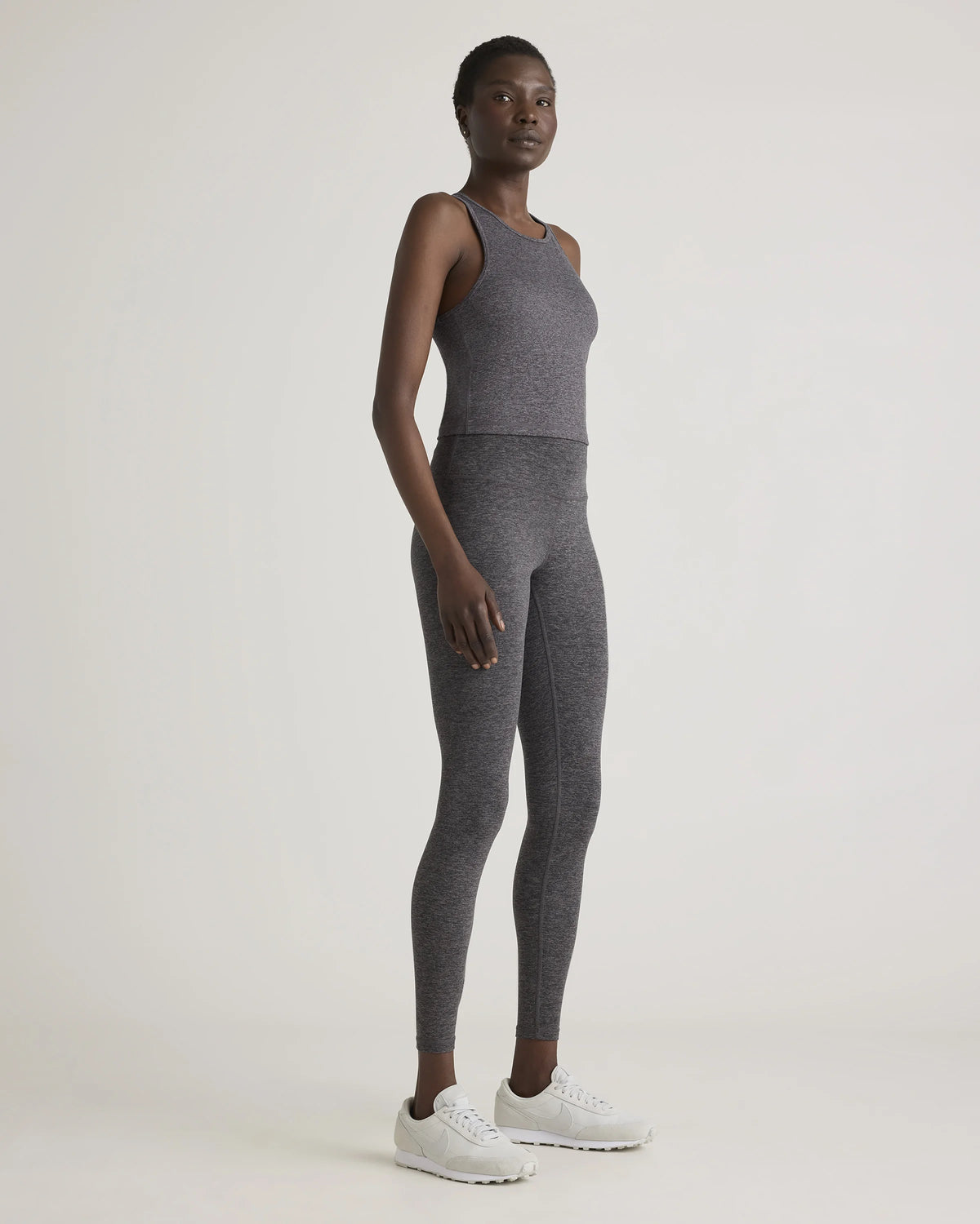 Ultra-Soft High Neck Cropped Tank - XS / Heather Charcoal