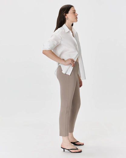 Ultra-Stretch Ponte Pintuck Ankle Pants - XS / Ecru