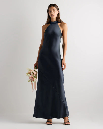 Catalina Stretch Satin Dress - 0 / Garden Sage Green
