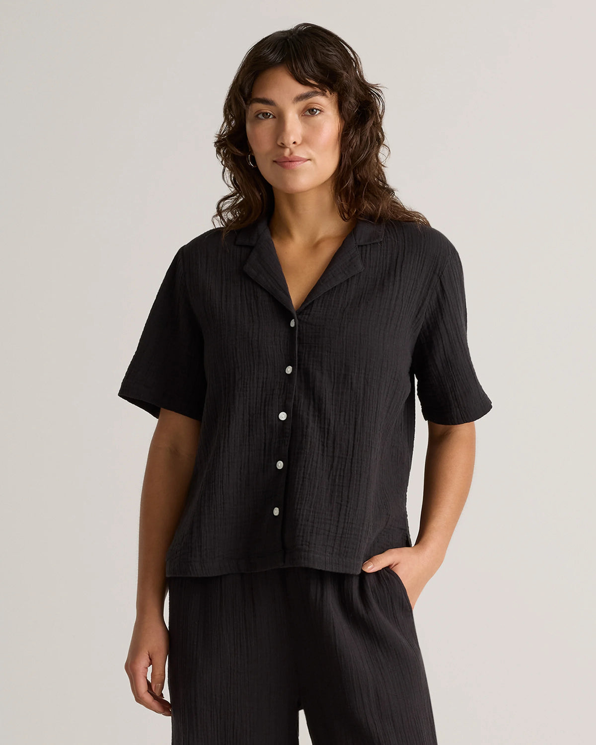 100% Organic Cotton Gauze Short Sleeve Shirt - XS / Amaranth Pink
