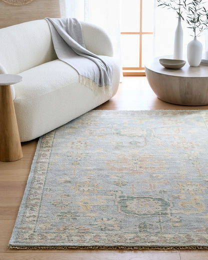 Saoirse Hand-Knotted Wool Rug - 3' x 5' / Light Blue
