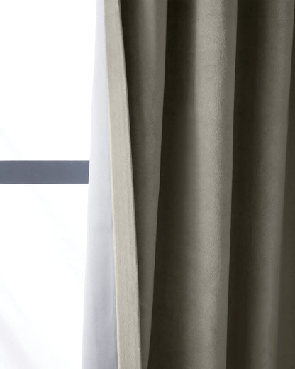 Cotton Velvet Room Darkening Curtain - Single Panel - 48x84 / Ivory