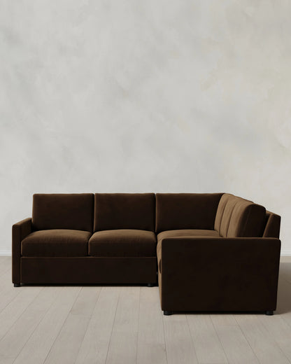 Brennan L Sectional in Performance Velvet - 99x99 / Taupe