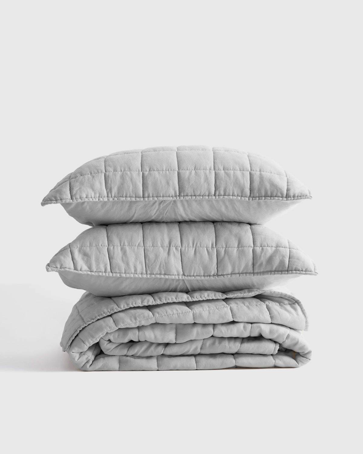 European Linen Box Quilt Set - Twin / Dusty Olive
