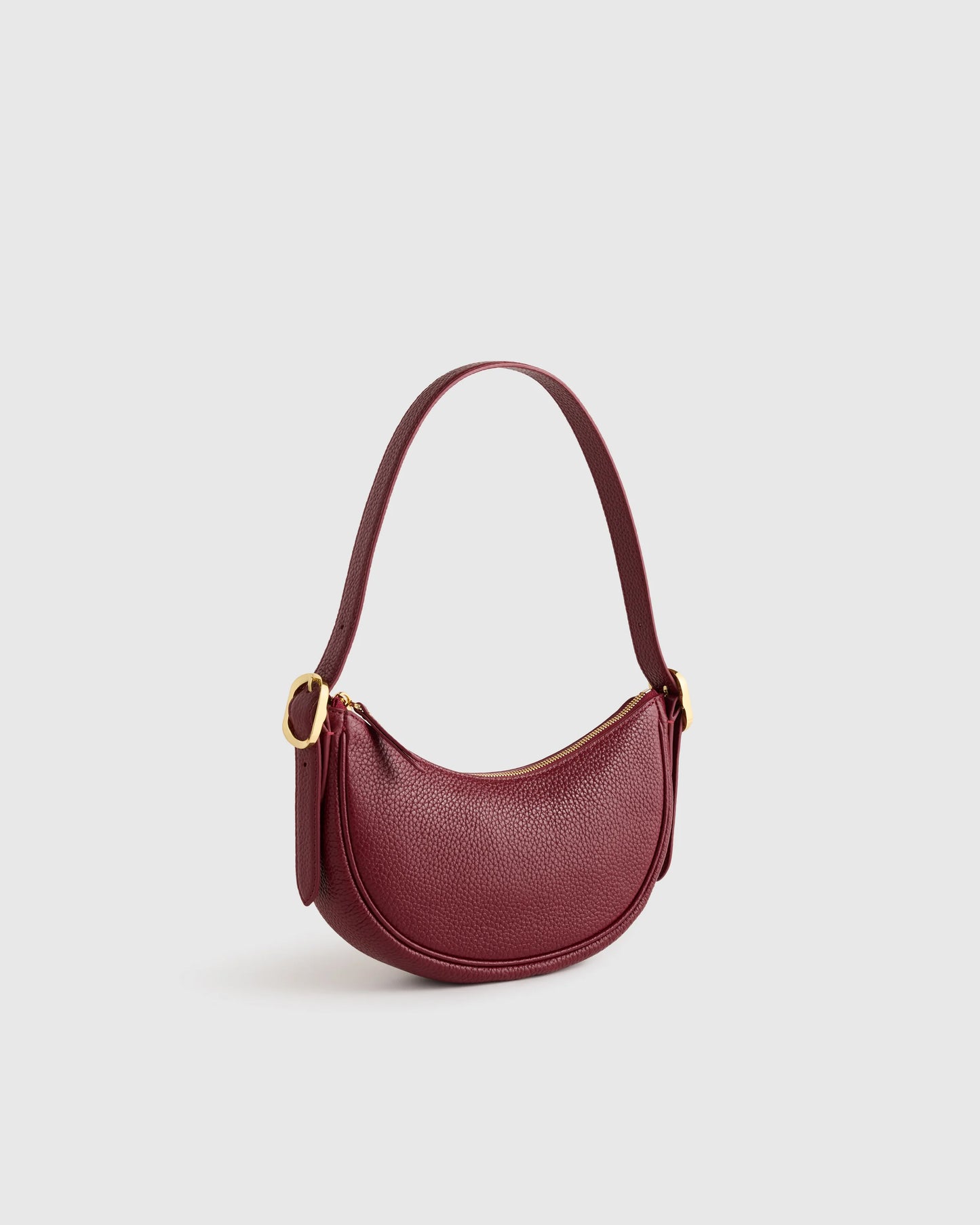Italian Leather Mini Crescent Shoulder Bag - One Size / Espresso Brown