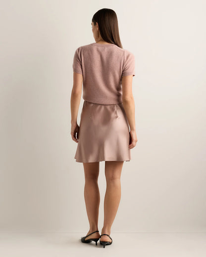 100% Washable Silk Mini Skirt - XS / Champagne
