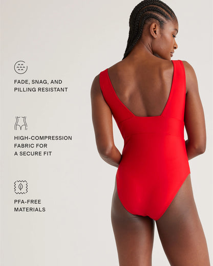 Italian Plunge One-Piece Swimsuit - XS / Deep Navy