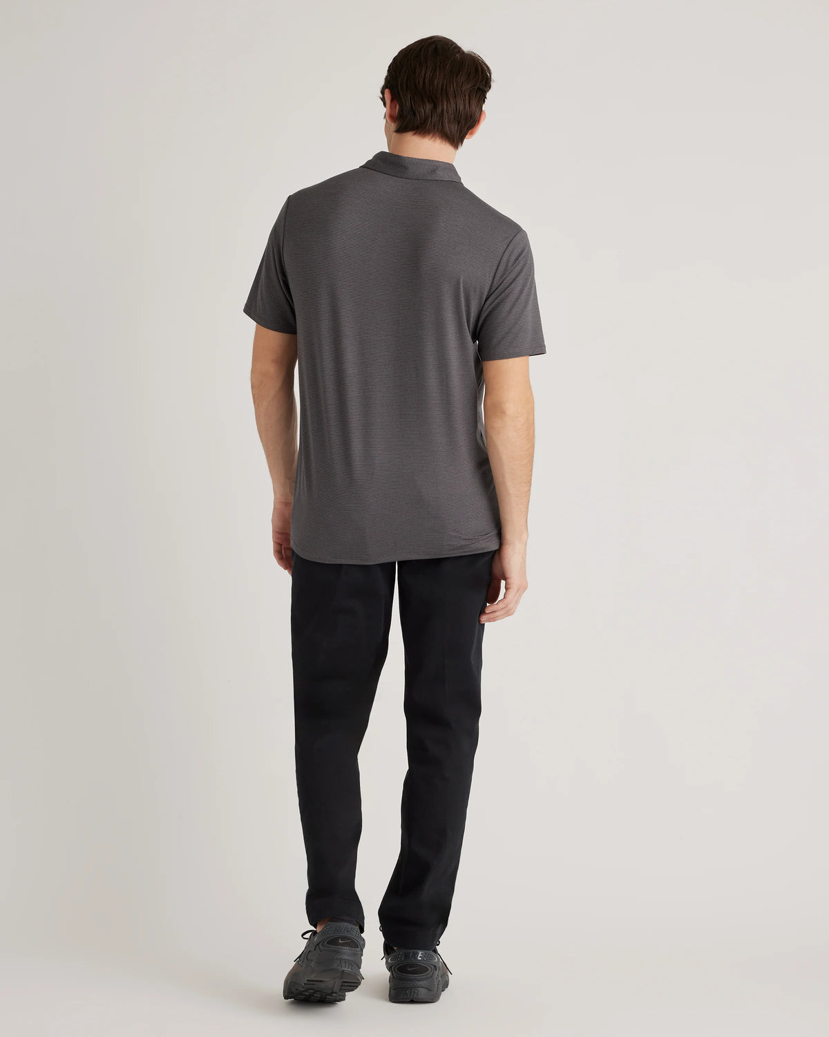 Performance Jersey Golf Polo - S / Black/Light Grey Stripe