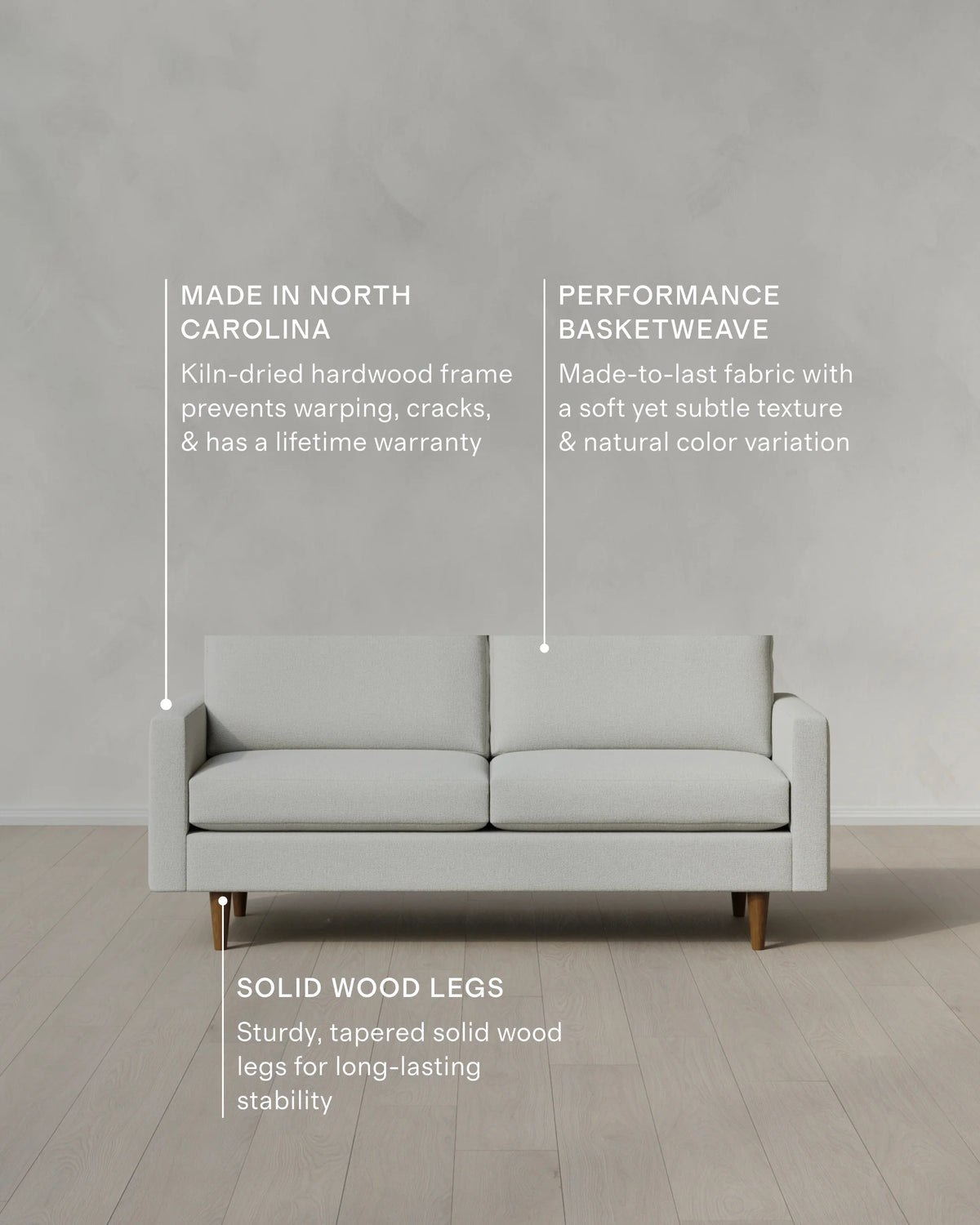 Atlas Midcentury Sofa in Performance Basketweave - 6ft / Navy