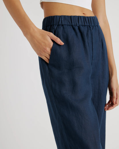 100% European Linen Pants - XS / White