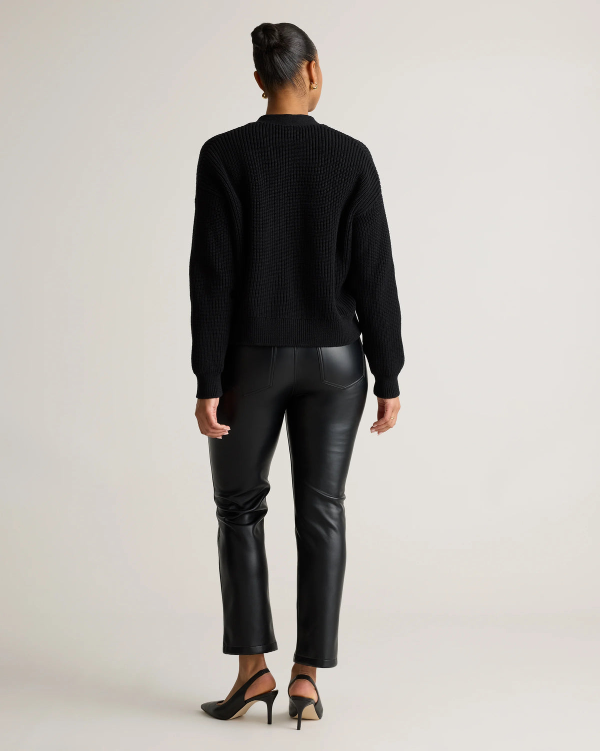 Vegan Leather Straight Leg Pants - 0 / Espresso