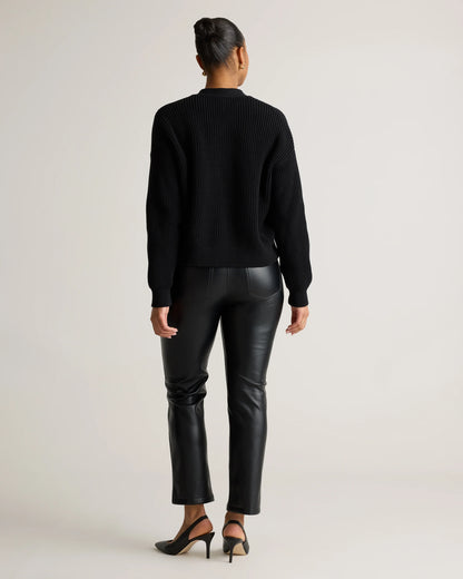 Vegan Leather Straight Leg Pants - 0 / Espresso