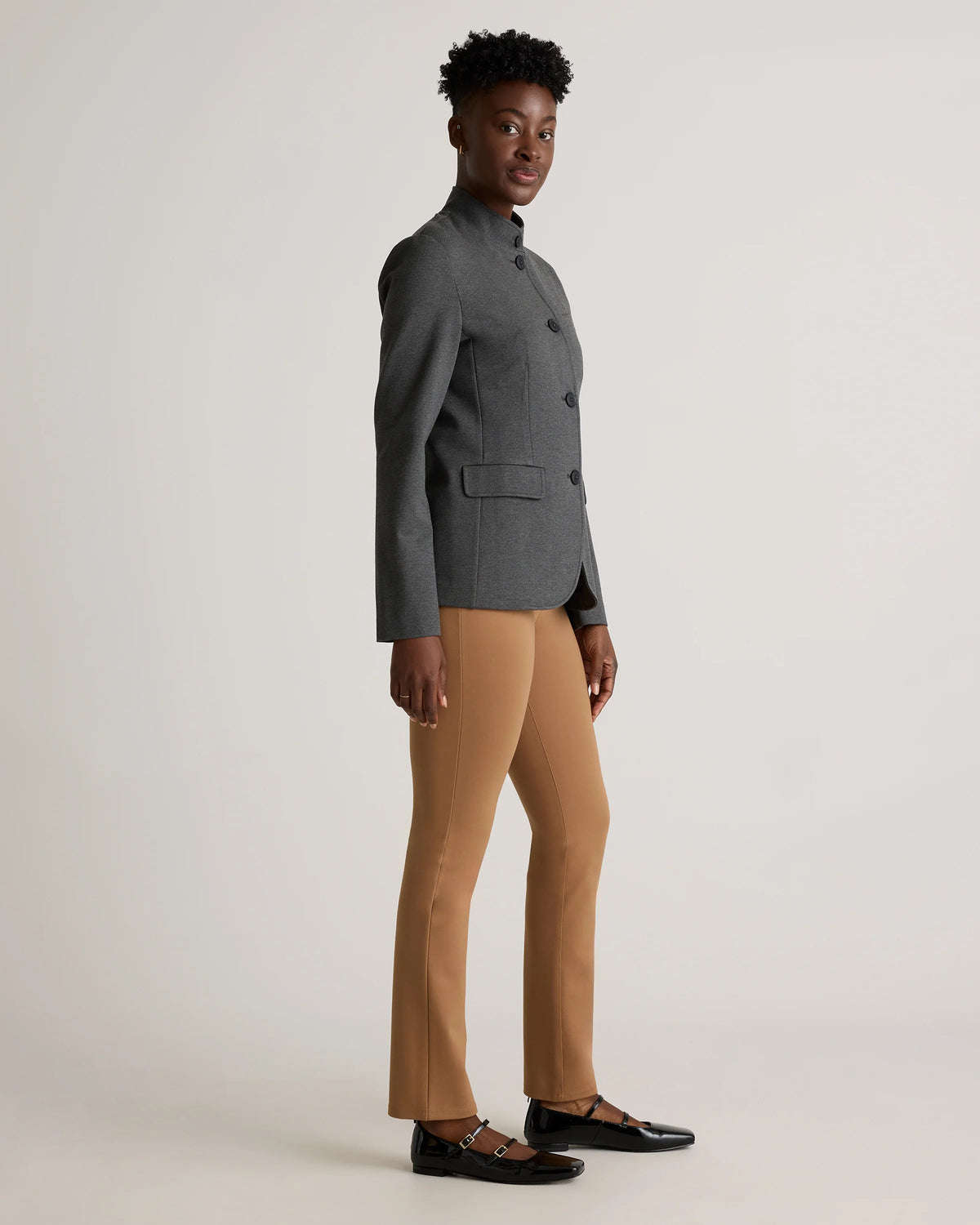 Ultra-Stretch Ponte Stand Collar Blazer - XS / Navy