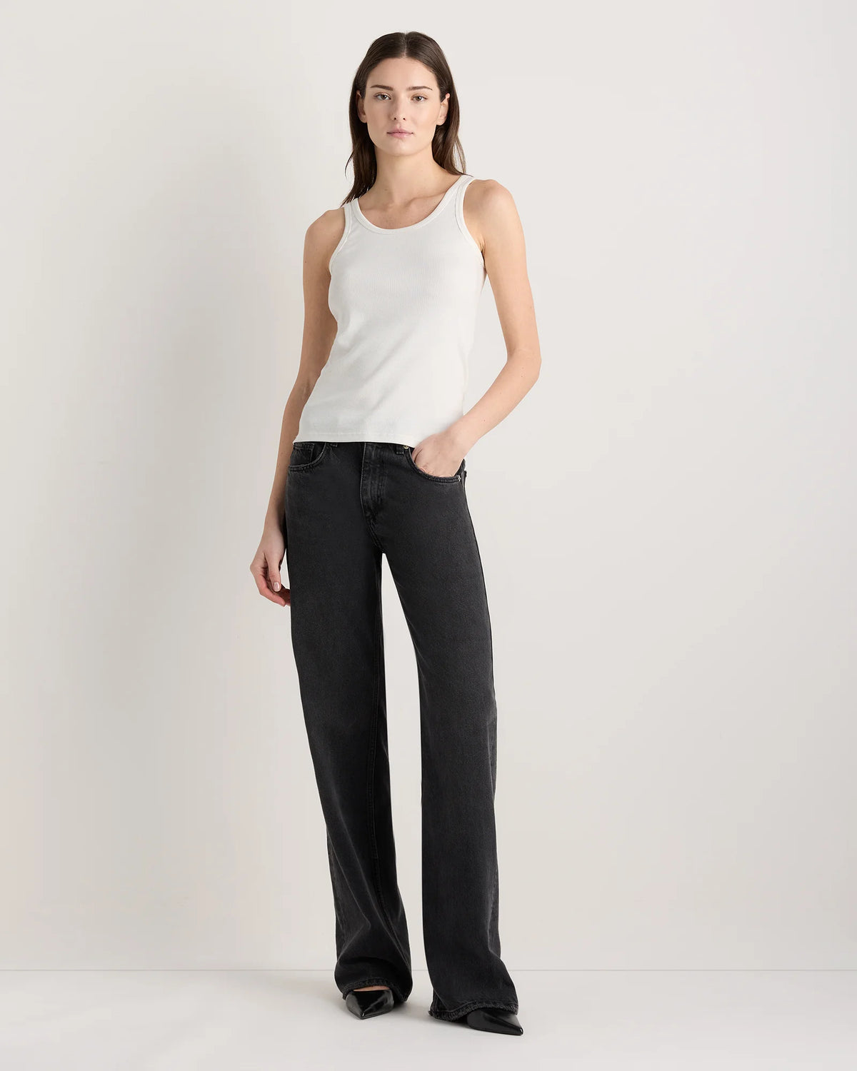 Organic Cotton Micro-Rib Scoop Neck Tank - XS / Moonstone Blue