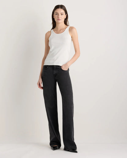 Organic Cotton Micro-Rib Scoop Neck Tank - XS / Moonstone Blue