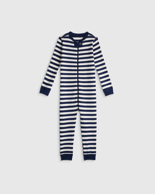 100% Organic Cotton One Piece Pajama - 2T / Navy Stripe