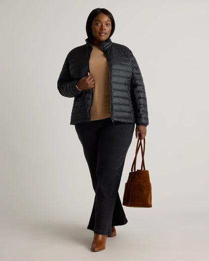 Lightweight Down Packable Puffer Jacket - 1X / Black